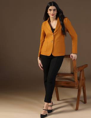 Women mustard blazer 3