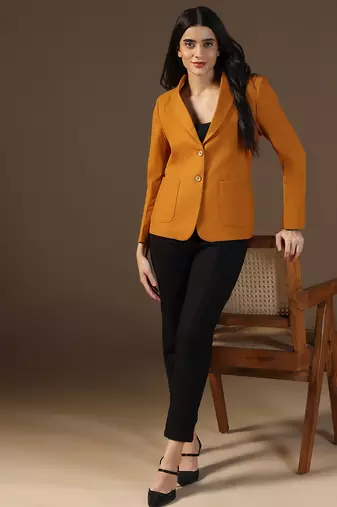 Women mustard blazer