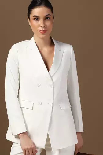 Double-breasted peaked lapel collar formal blazer