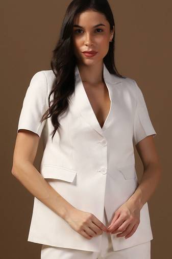 Single-breasted peaked lapel collar formal blazer