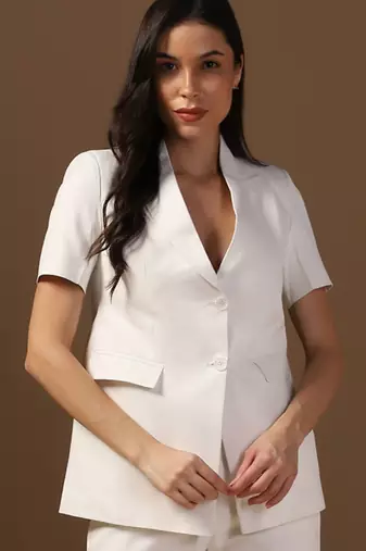 Single-breasted peaked lapel collar formal blazer