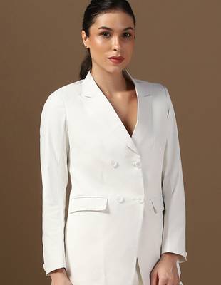 Double-breasted peaked lapel collar formal blazer 5