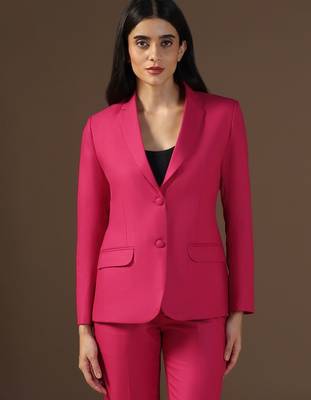 Women hot pink blazer 1