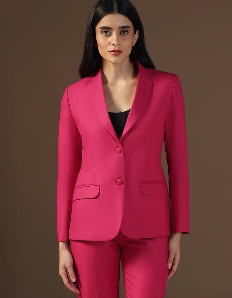 Women hot pink blazer