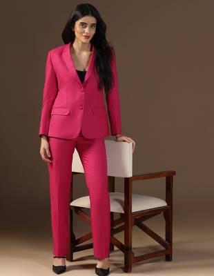Women hot pink blazer 3