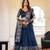 NAVY BLUE VICHITRA SILK FOIL PRINT PARTY WEAR LEHENGA CHOLI - FREE SIZE 