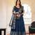 NAVY BLUE VICHITRA SILK FOIL PRINT PARTY WEAR LEHENGA CHOLI - FREE SIZE 