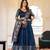 NAVY BLUE VICHITRA SILK FOIL PRINT PARTY WEAR LEHENGA CHOLI - FREE SIZE 