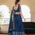 NAVY BLUE VICHITRA SILK FOIL PRINT PARTY WEAR LEHENGA CHOLI - FREE SIZE 