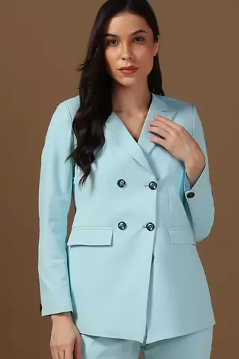 Peaked lapel collar double-breasted formal blazer