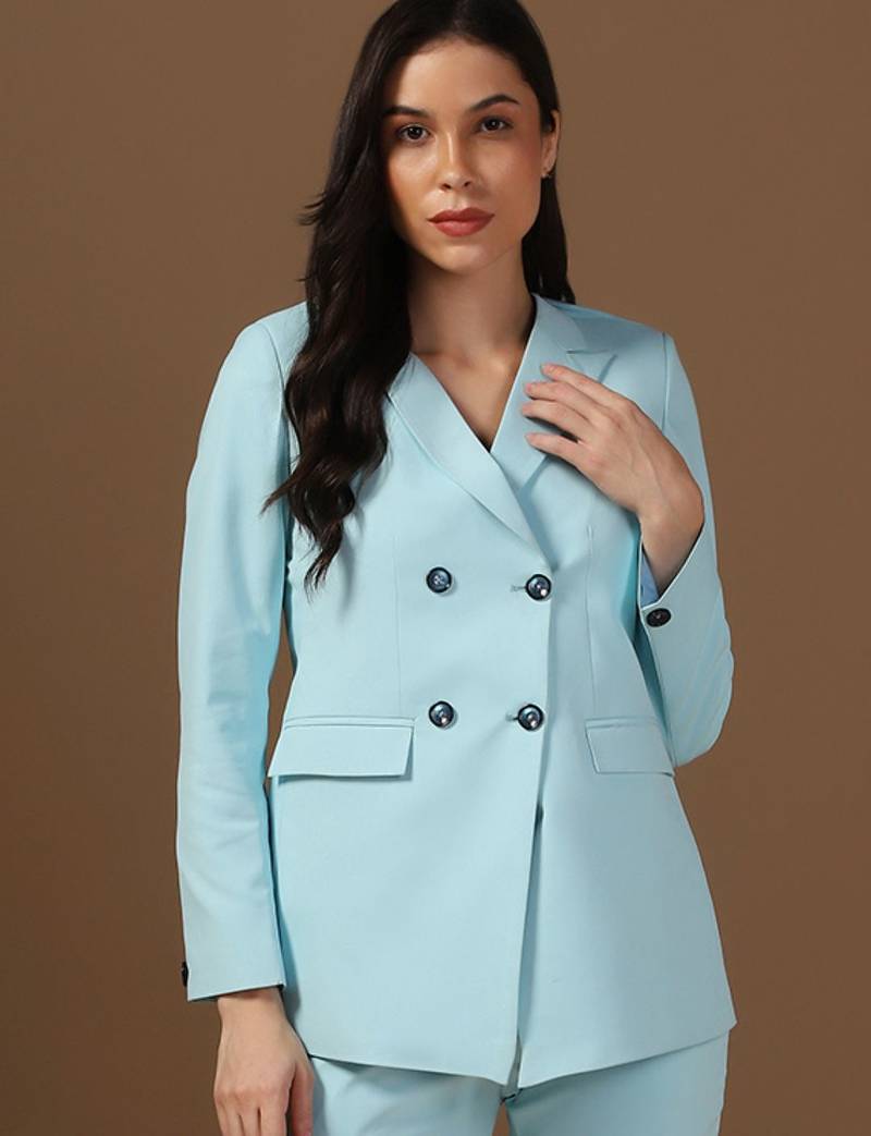 Peaked lapel collar double-breasted formal blazer