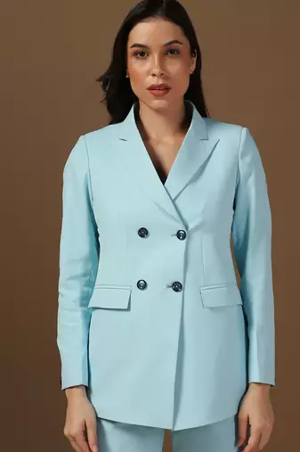 Peaked lapel collar double-breasted formal blazer
