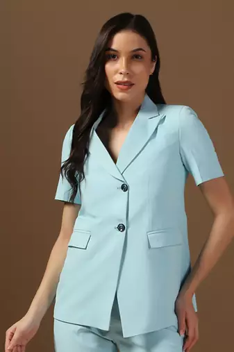 Single-breasted peaked lapel collar formal blazer