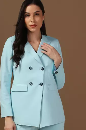 Peaked lapel collar double-breasted formal blazer