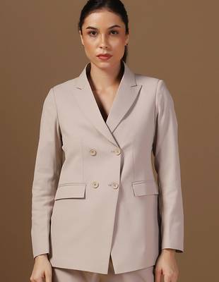Peaked lapel collar double-breasted formal blazer 1