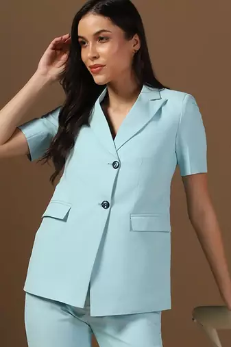 Single-breasted peaked lapel collar formal blazer