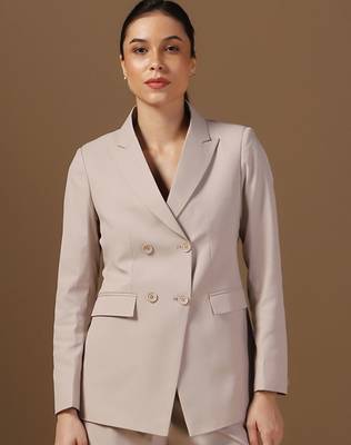 Peaked lapel collar double-breasted formal blazer 4