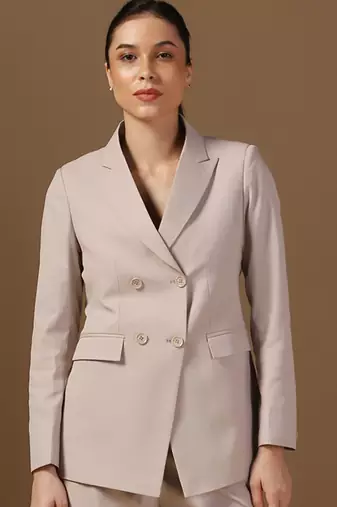 Peaked lapel collar double-breasted formal blazer