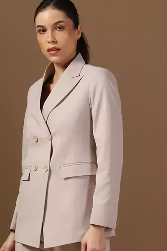 Peaked lapel collar double-breasted formal blazer