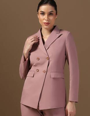 Double-breasted peaked lapel collar formal blazer 1