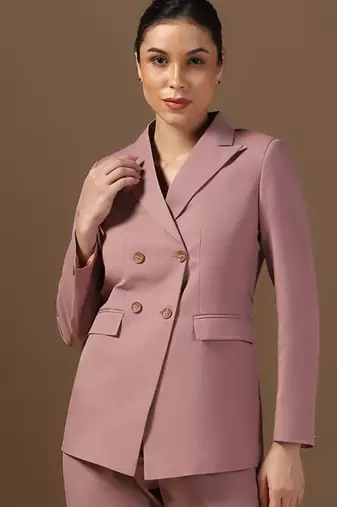 Double-breasted peaked lapel collar formal blazer