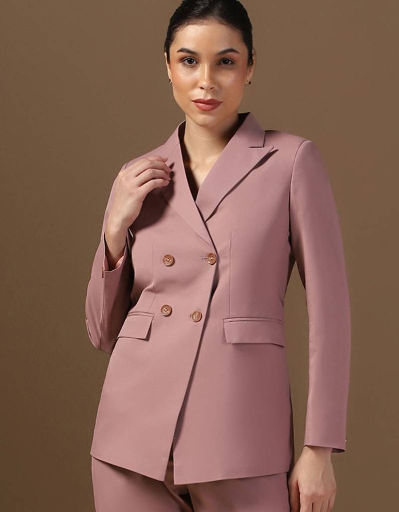 Double-breasted peaked lapel collar formal blazer