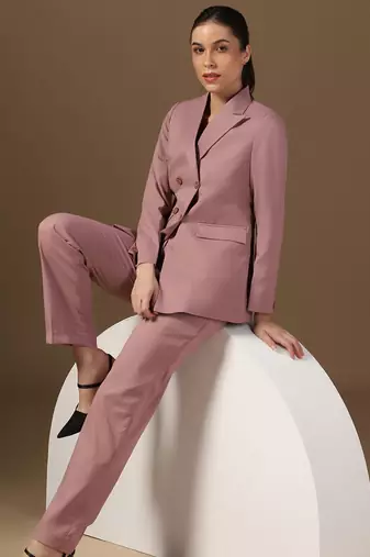 Double-breasted peaked lapel collar formal blazer