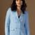 Striped peaked lapel collar double breasted formal blazer