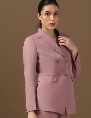 Double-breasted peaked lapel collar formal blazer 5