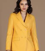 Striped peaked lapel collar double breasted formal blazer