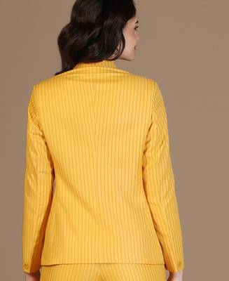Striped peaked lapel collar double breasted formal blazer 2