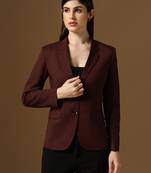 Maroon notched label blazer