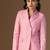 Striped peaked lapel collar double-breasted formal blazer