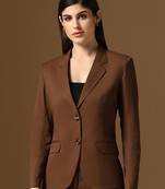 Coffee brown single-breasted notched lapel collar formal blazer