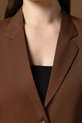 Coffee brown single-breasted notched lapel collar formal blazer