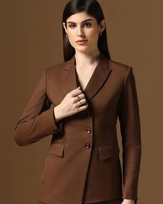 Brown single breasted blazer 1