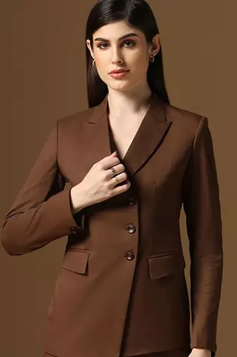 Brown single breasted blazer