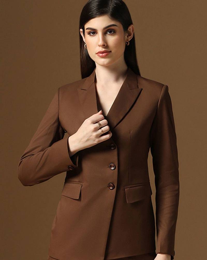 Brown single breasted blazer