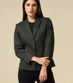 Women dark green single breasted blazer