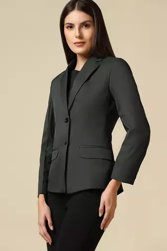 Women dark green single breasted blazer