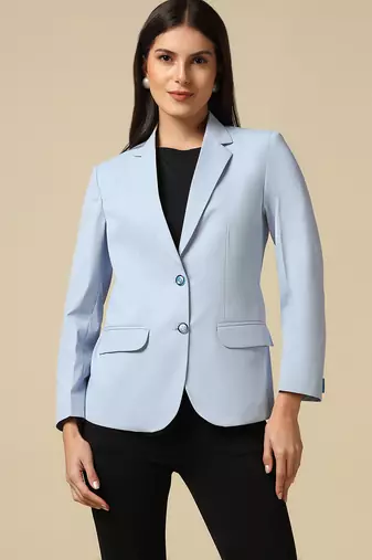Women ice blue single breasted blazer
