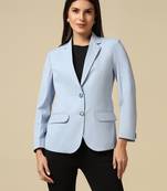 Women ice blue single breasted blazer