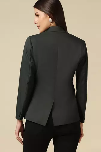 Women dark green single breasted blazer