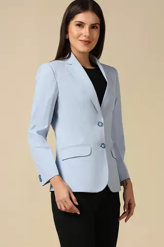 Women ice blue single breasted blazer