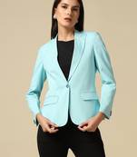 Women sky blue single breasted blazer