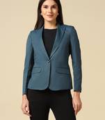 Women blue single breasted blazer