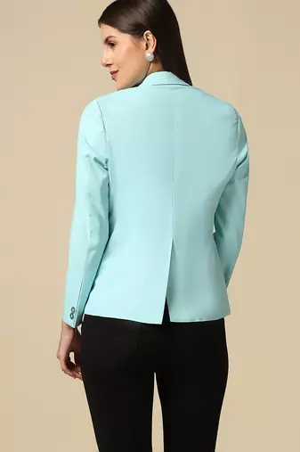 Women sky blue single breasted blazer