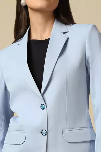 Women ice blue single breasted blazer