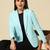 Women sky blue single breasted blazer
