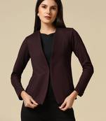 Women maroon single breasted blazer